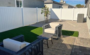 Turf yards with landscaping included
